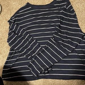 Blue striped crop top long sleeve